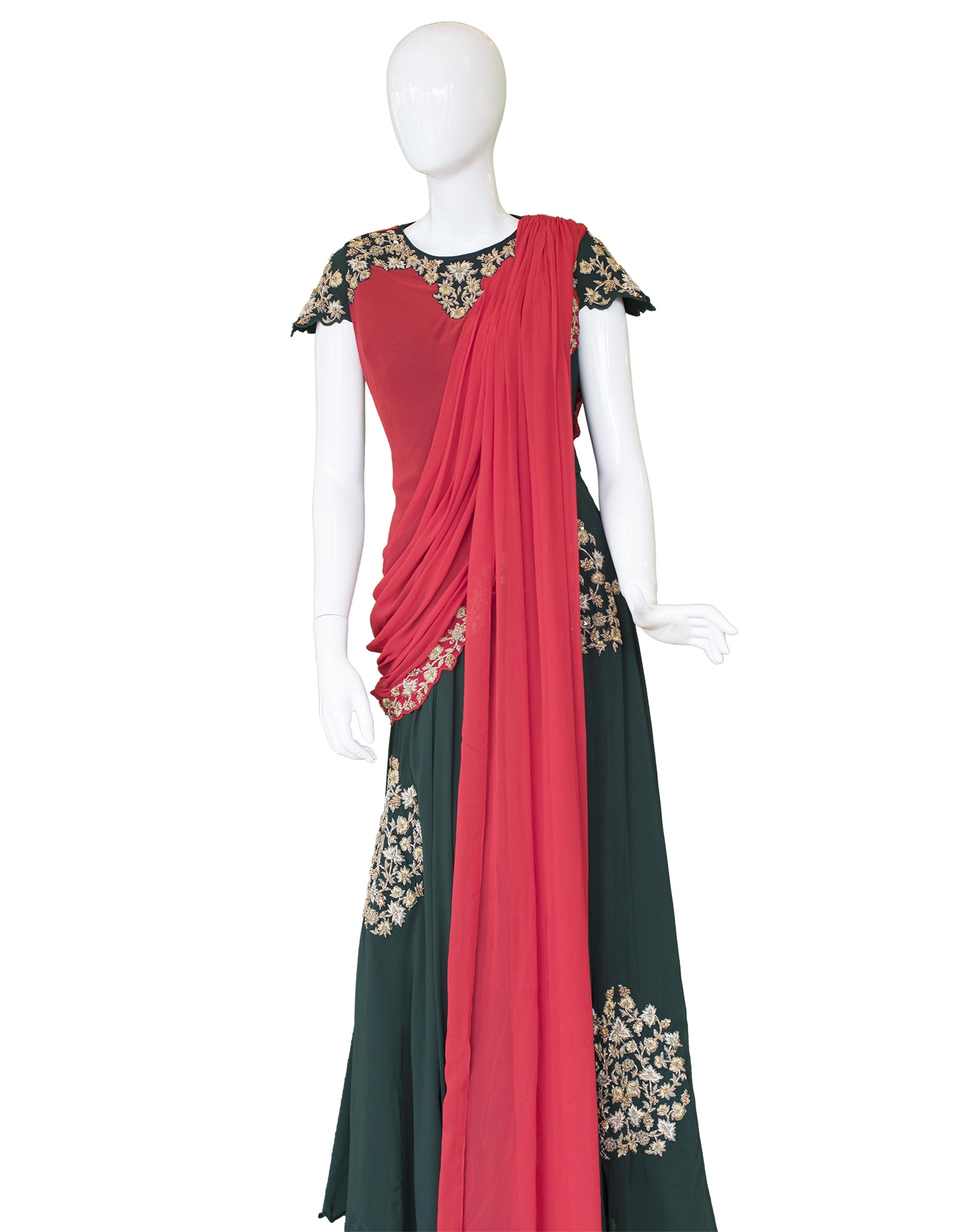 BlackDressRedDupatta-Chicago-Fashions