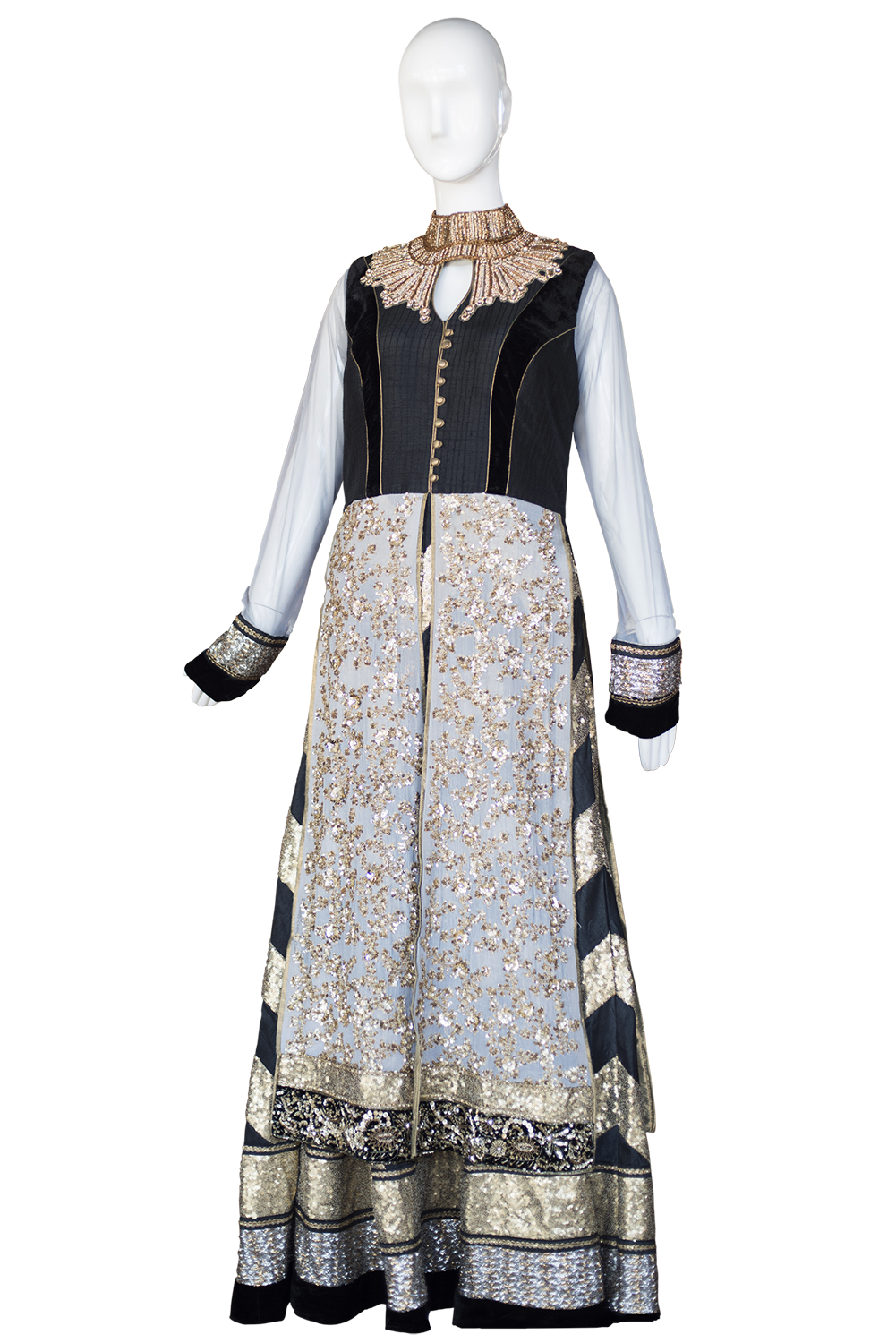 GoldAndBlackAnarkaliSuit-PakistaniWeddingDresses