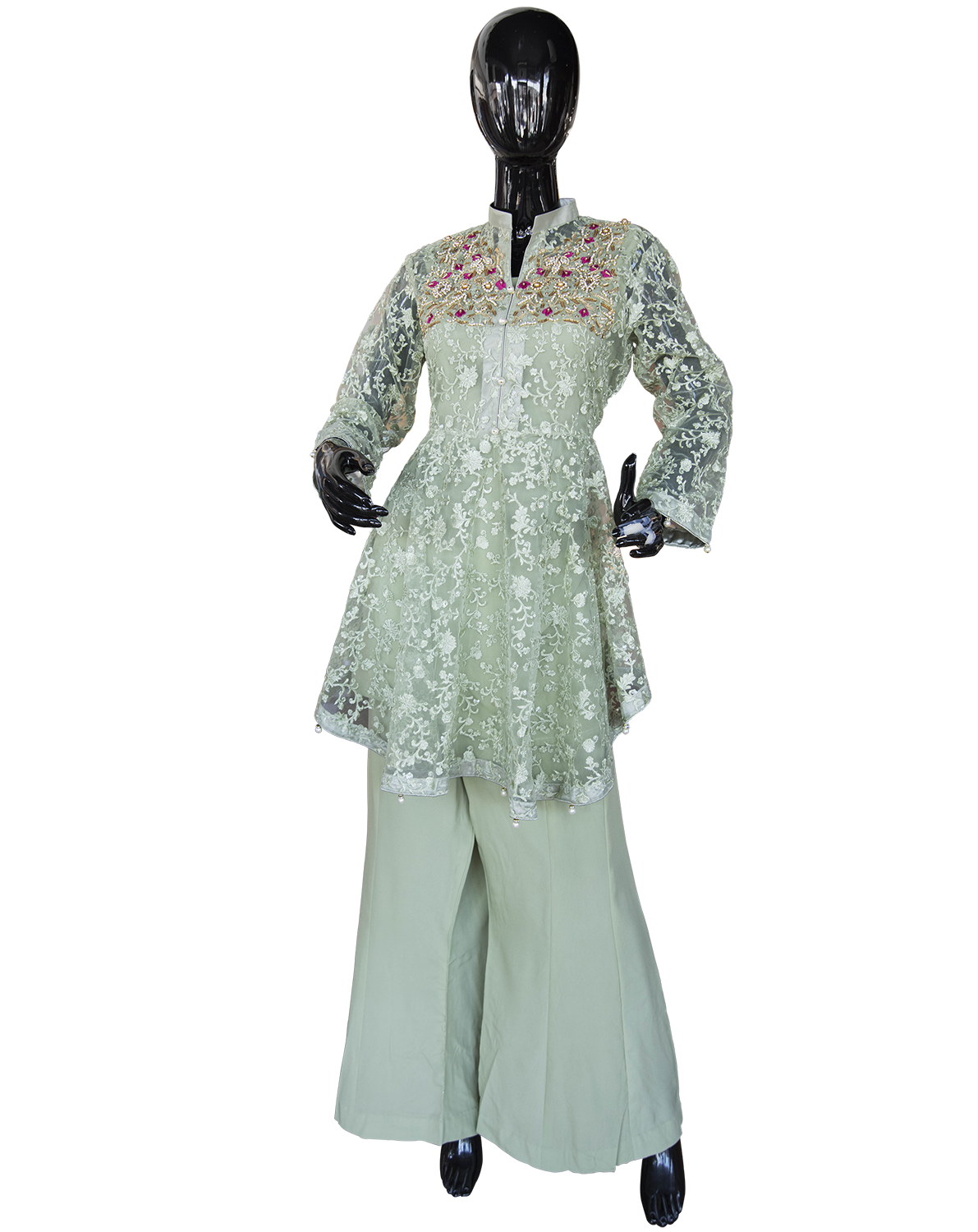 SemiFormalPeplumInGreen-pakistani-wedding-dresses
