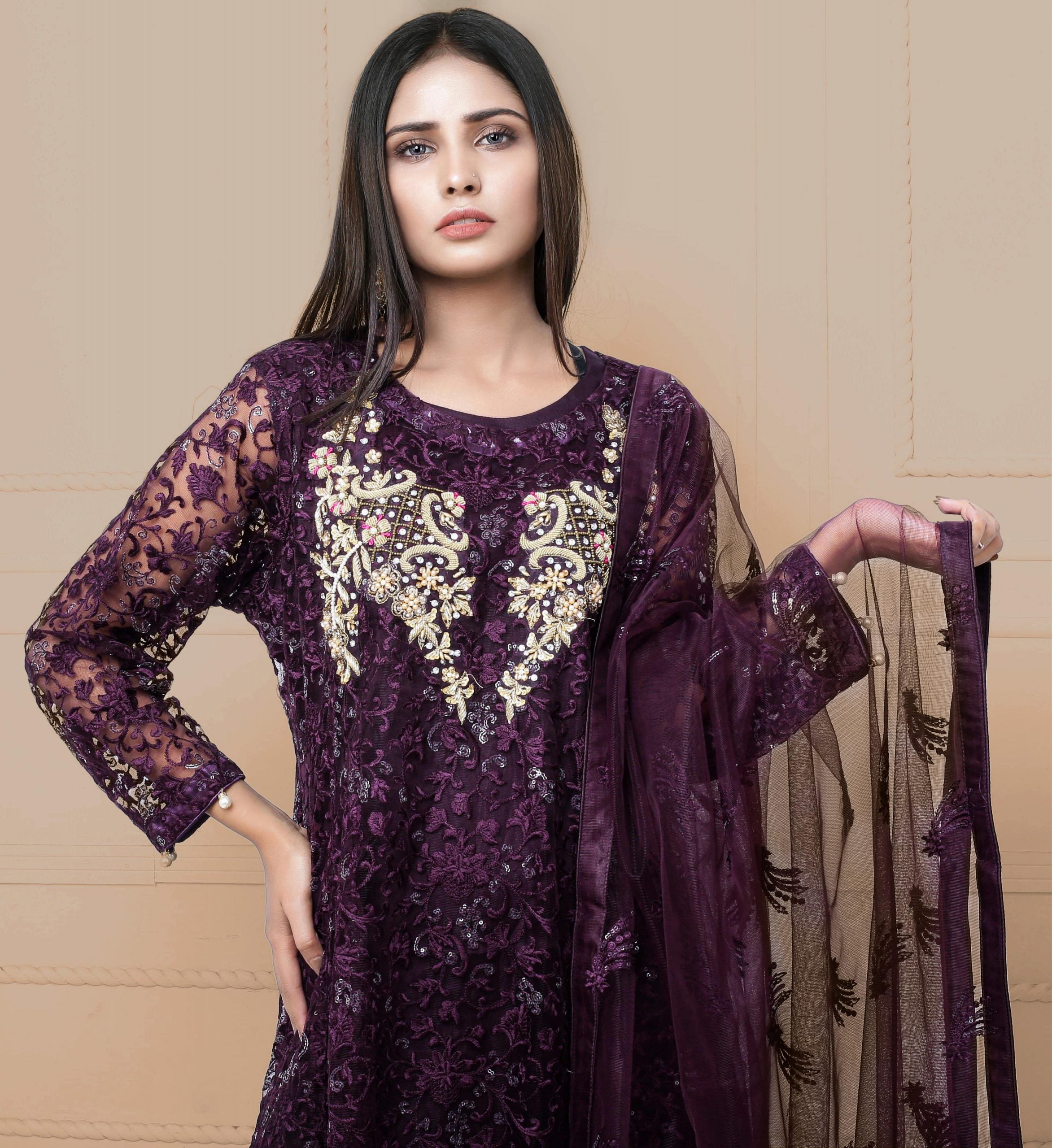 Embroidered Suit 4pc 021