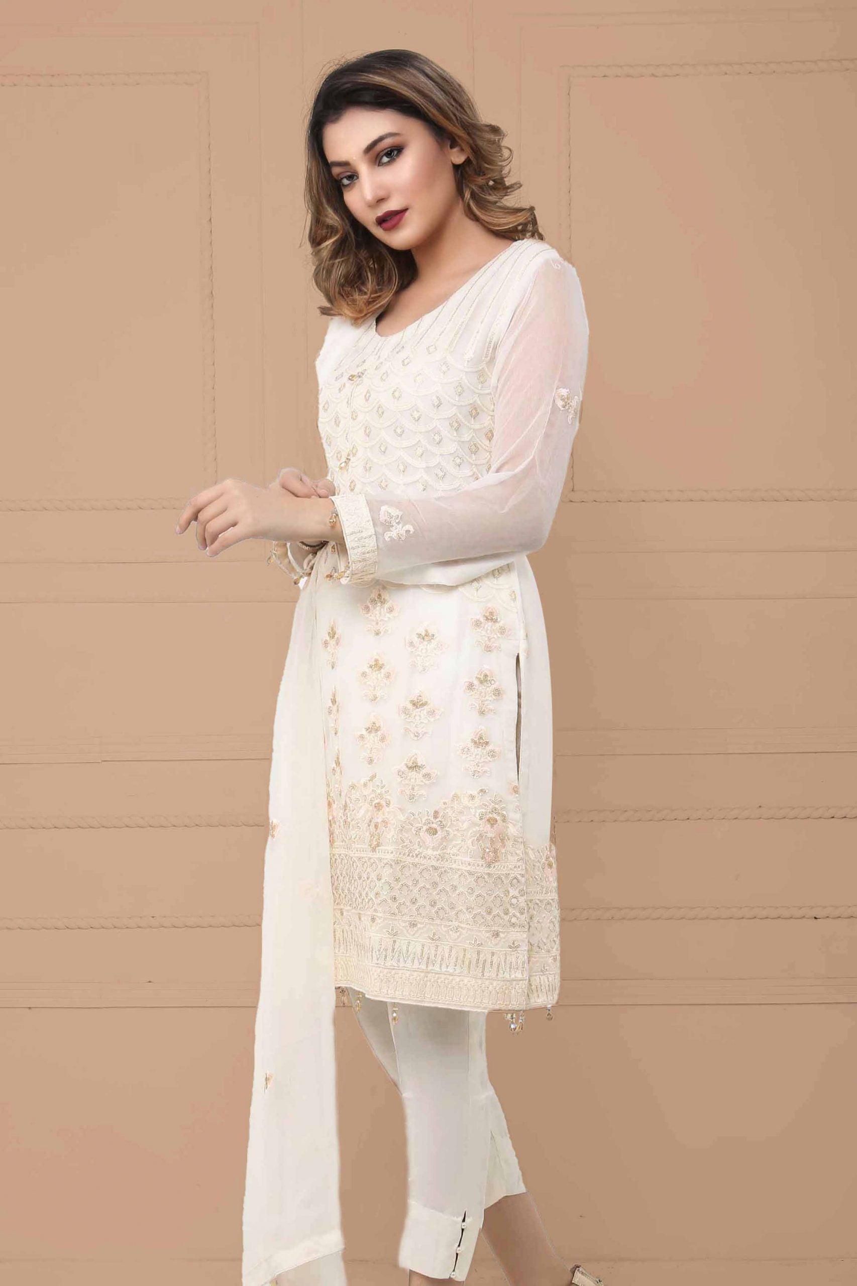 Floral embroidery suit 4pc
